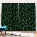 Black And Green Shamrock Pattern Print Pencil Pleat Curtains