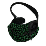 Black And Green Shamrock Pattern Print Pet Sling Carrier