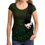 Black And Green Shamrock Pattern Print Pet Sling Carrier