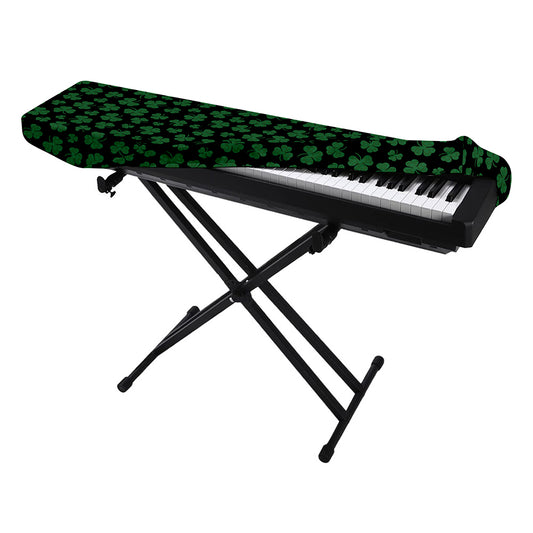 Black And Green Shamrock Pattern Print Piano Keyboard Cover