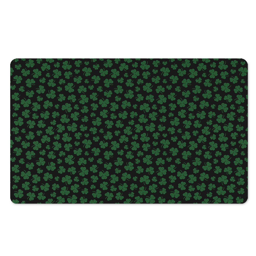 Black And Green Shamrock Pattern Print Polyester Doormat