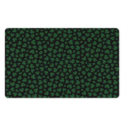 Black And Green Shamrock Pattern Print Polyester Doormat