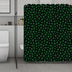 Black And Green Shamrock Pattern Print Polyester Shower Curtain