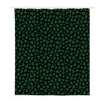 Black And Green Shamrock Pattern Print Polyester Shower Curtain
