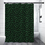 Black And Green Shamrock Pattern Print Premium Shower Curtain
