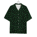 Black And Green Shamrock Pattern Print Rayon Hawaiian Shirt