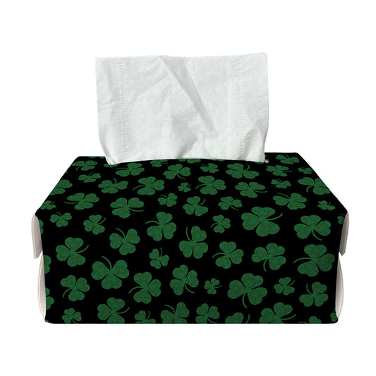 Black And Green Shamrock Pattern Print Rectangle Tissue Box Cover