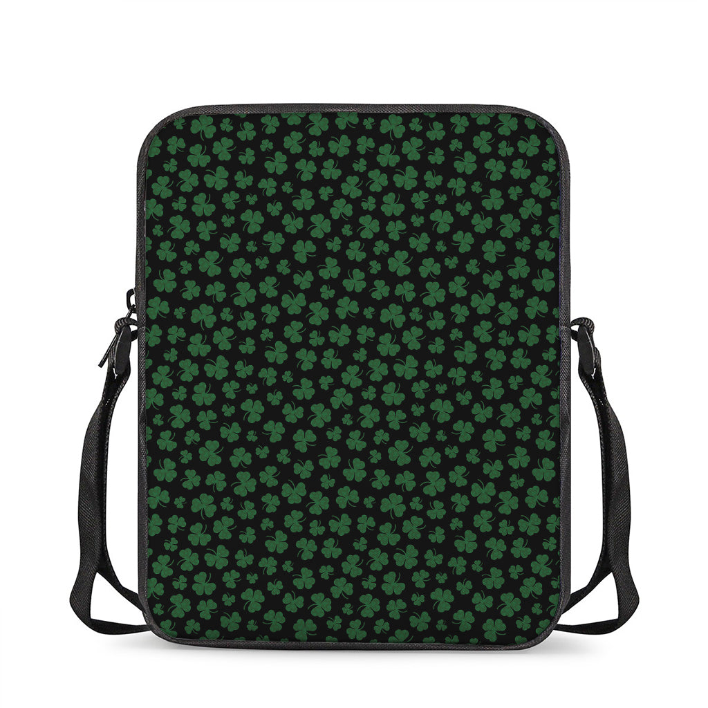 Black And Green Shamrock Pattern Print Rectangular Crossbody Bag