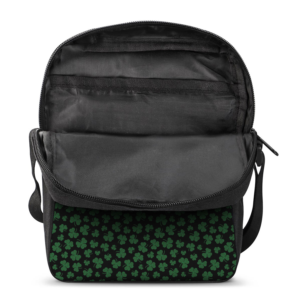 Black And Green Shamrock Pattern Print Rectangular Crossbody Bag