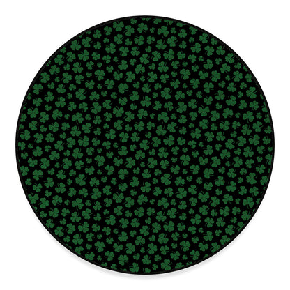 Black And Green Shamrock Pattern Print Round Floor Mat