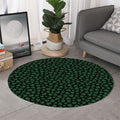 Black And Green Shamrock Pattern Print Round Rug