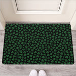 Black And Green Shamrock Pattern Print Rubber Doormat