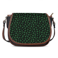 Black And Green Shamrock Pattern Print Saddle Bag