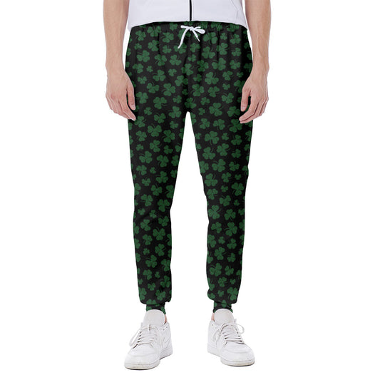 Black And Green Shamrock Pattern Print Scuba Joggers