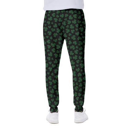 Black And Green Shamrock Pattern Print Scuba Joggers