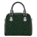 Black And Green Shamrock Pattern Print Shoulder Handbag
