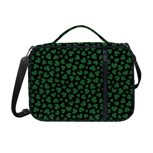 Black And Green Shamrock Pattern Print Shoulder Strap Bible Bag