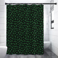Black And Green Shamrock Pattern Print Shower Curtain