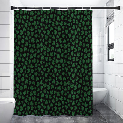 Black And Green Shamrock Pattern Print Shower Curtain