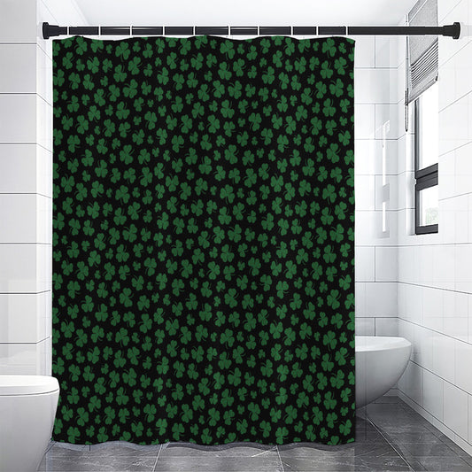Black And Green Shamrock Pattern Print Shower Curtain