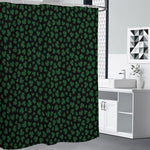 Black And Green Shamrock Pattern Print Shower Curtain