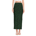 Black And Green Shamrock Pattern Print Side Slit Maxi Skirt