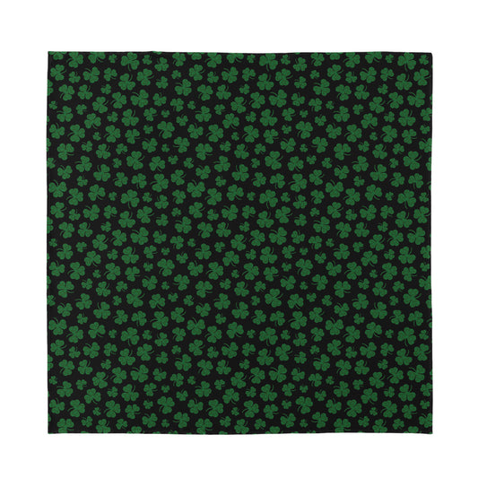 Black And Green Shamrock Pattern Print Silk Bandana