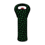 Black And Green Shamrock Pattern Print Single Neoprene Wine Tote