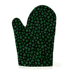 Black And Green Shamrock Pattern Print Single Oven Mitt