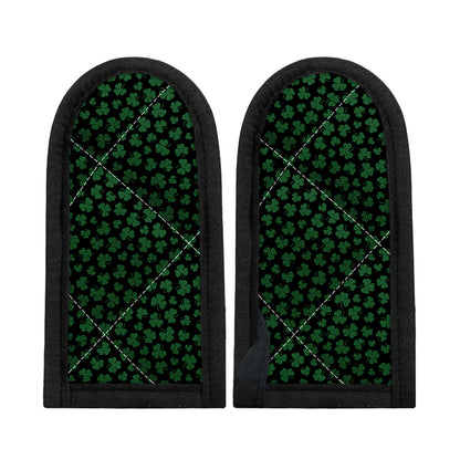 Black And Green Shamrock Pattern Print Skillet Handle Cover