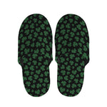 Black And Green Shamrock Pattern Print Slippers