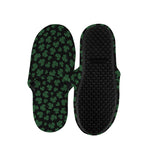 Black And Green Shamrock Pattern Print Slippers