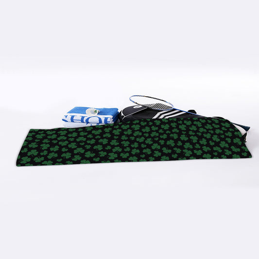 Black And Green Shamrock Pattern Print Sports Towel