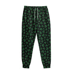 Black And Green Shamrock Pattern Print Sweatpants
