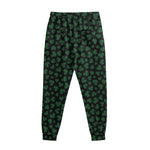 Black And Green Shamrock Pattern Print Sweatpants