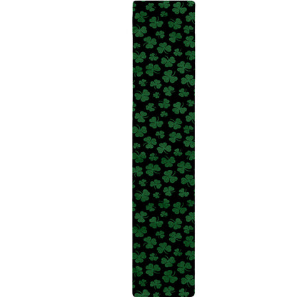 Black And Green Shamrock Pattern Print Table Runner