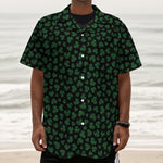 Black And Green Shamrock Pattern Print Textured Short Sleeve Shirt