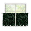 Black And Green Shamrock Pattern Print Tier Curtains