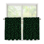 Black And Green Shamrock Pattern Print Tier Curtains
