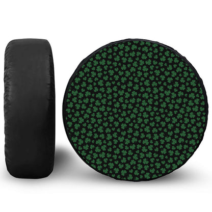 Black And Green Shamrock Pattern Print Tire Cover