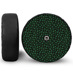 Black And Green Shamrock Pattern Print Tire Cover With Camera Hole