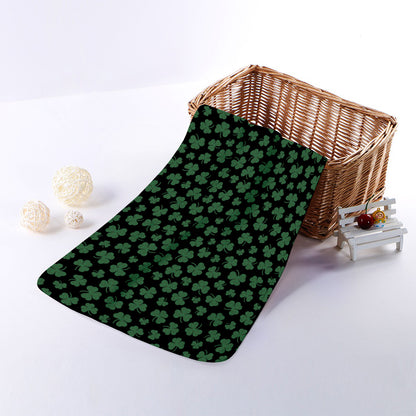Black And Green Shamrock Pattern Print Towel