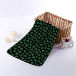 Black And Green Shamrock Pattern Print Towel
