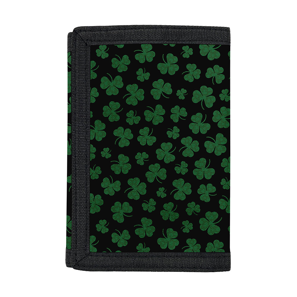 Black And Green Shamrock Pattern Print Trifold Wallet