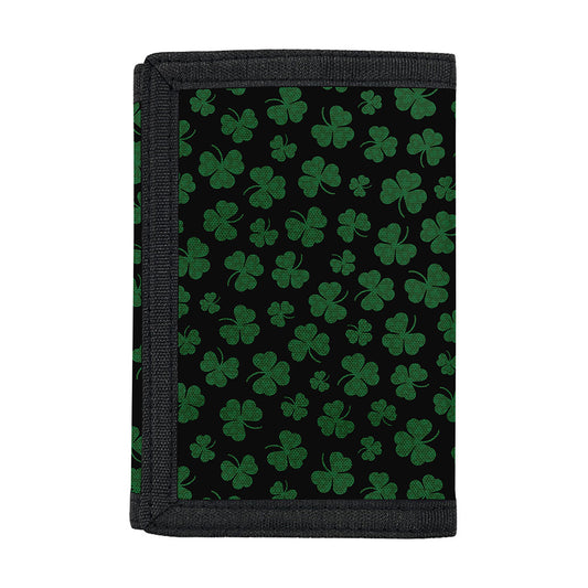 Black And Green Shamrock Pattern Print Trifold Wallet