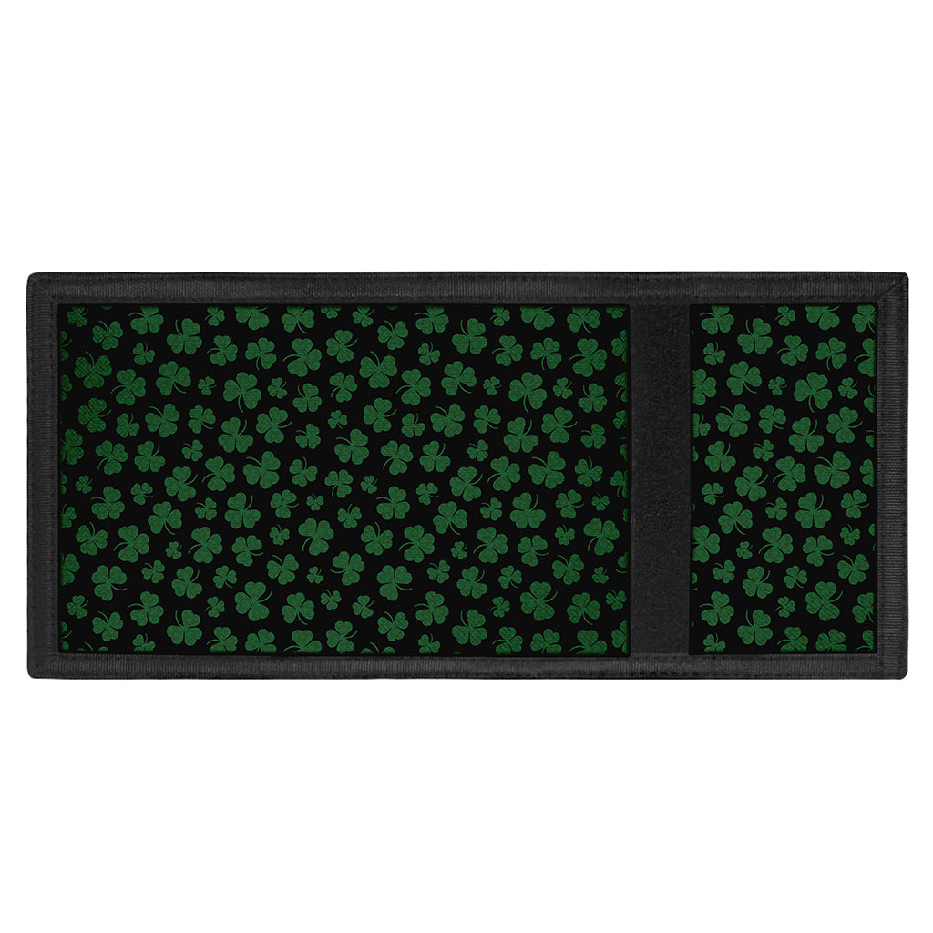 Black And Green Shamrock Pattern Print Trifold Wallet