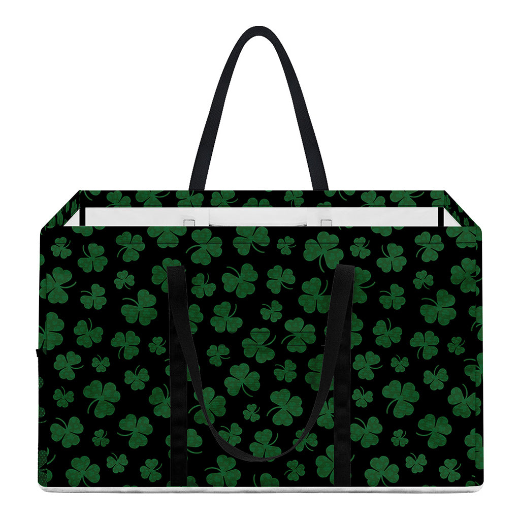 Black And Green Shamrock Pattern Print Utility Tote Bag