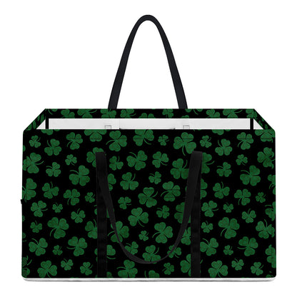 Black And Green Shamrock Pattern Print Utility Tote Bag