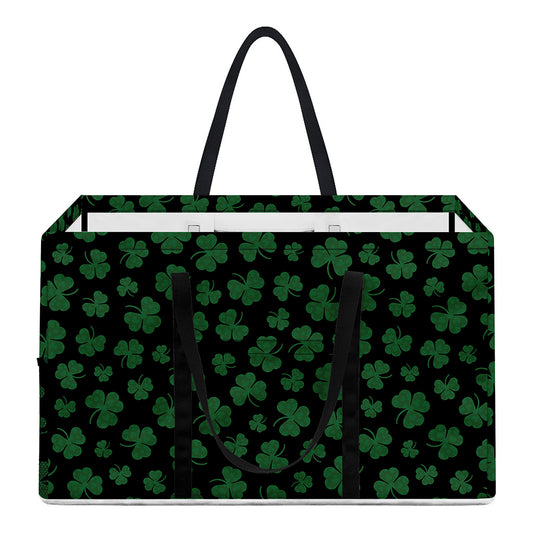 Black And Green Shamrock Pattern Print Utility Tote Bag