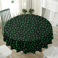 Black And Green Shamrock Pattern Print Waterproof Round Tablecloth